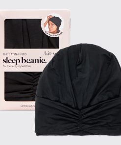 Black Satin-lined Sleep Beanie