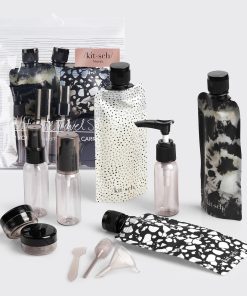 Black & Ivory Travel Bottles for Toiletries 11pc Set