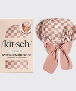 Terracotta Checker Oversized Satin Bonnet