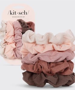 Assorted Textured Scrunchies 5pc Set - Terracotta