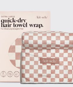Terracotta Checker XL Hair Towel Wrap