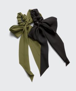 Crepe Scarf Scrunchies 2pc- Moss