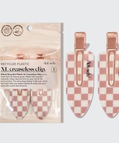 XL Terracotta Checker Creaseless Clips 2pc Set