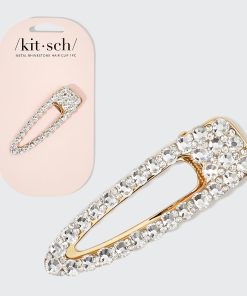 Metal Rhinestone Large Open Shape Hair Clip - Gold