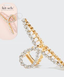 Gold Metal Rhinestone Loop Claw Clip