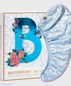 Kitsch x Bridgerton Satin Wrapped Hair Towel / Toile De Blue