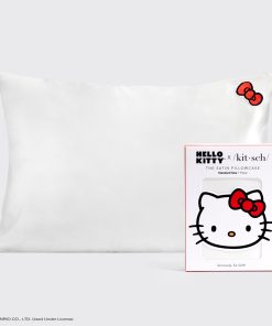 Kitsch x Hello Kitty Satin Pillowcase in Ivory Kitty Bow