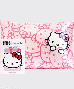 Kitsch x Hello Kitty Satin Pillowcase in Pink Hello Kitty Faces