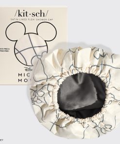 Kitsch x Mickey and Minnie Satin Flexi Shower Cap in Mickey Maze