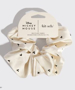 Kitsch x Mickey and Minnie Cream Rhinestone Scrunchie