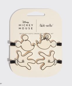 Mickey/ Minnie x Kitsch Recycled Plastic Creaseless Clips 4pc Set- Cream