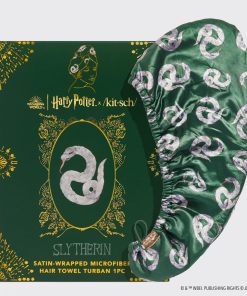 Kitsch x Harry Potter Satin Wrapped Hair Towel in Slytherin