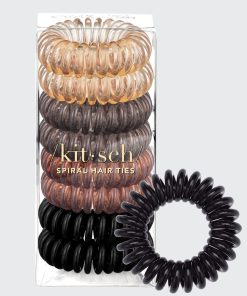 Brunette Spiral Hair Ties 8pc Set