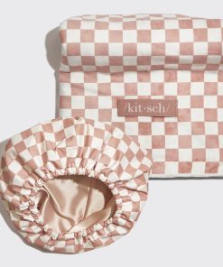 Satin Lined Flexi Shower Cap + XL Hair Towel Bundle